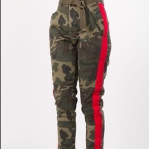 Pants - Camo Jogger with Red Stripe